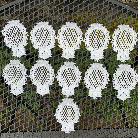 Vintage Lot Wilton White Plastic Cake Decoration Heart Panel Corner Filigree 70s - Picture 8 of 11